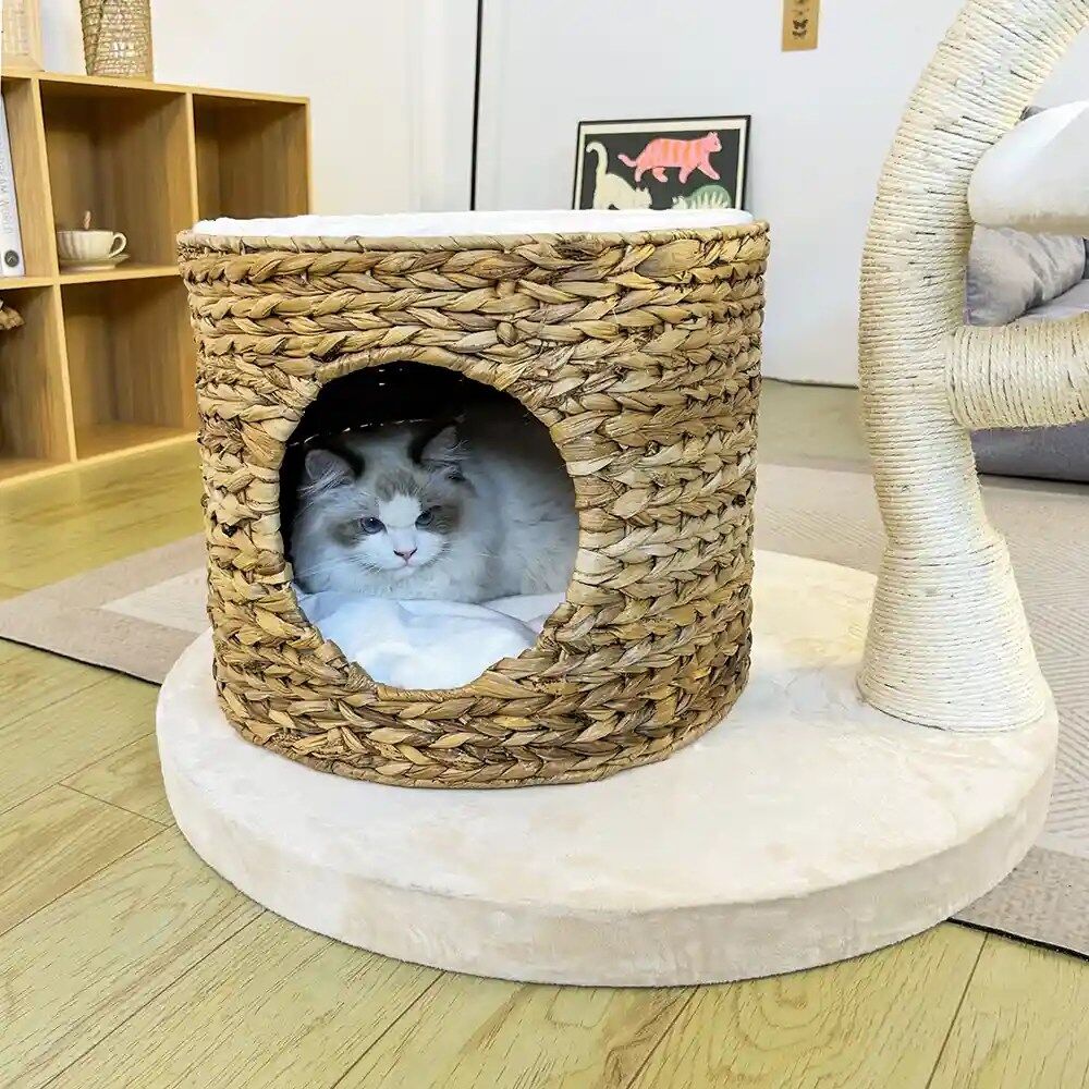 Wicker cat tree, Natural Material Flower Banana Leaf Woven - Image 6