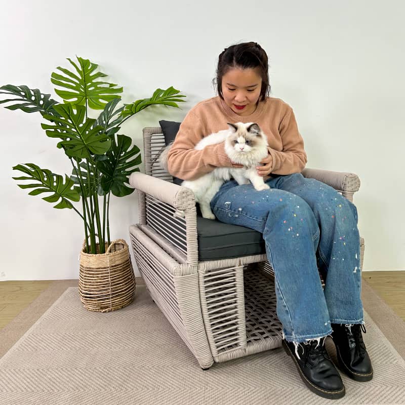 Cat bed, PP rope woven chairs - Image 2