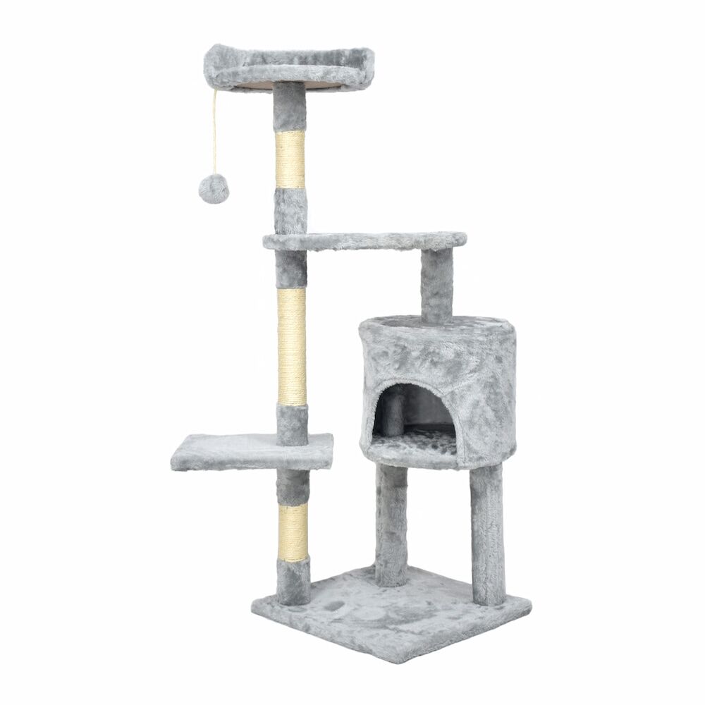 Grey Scratching Post for Cat - with cat house and lying board